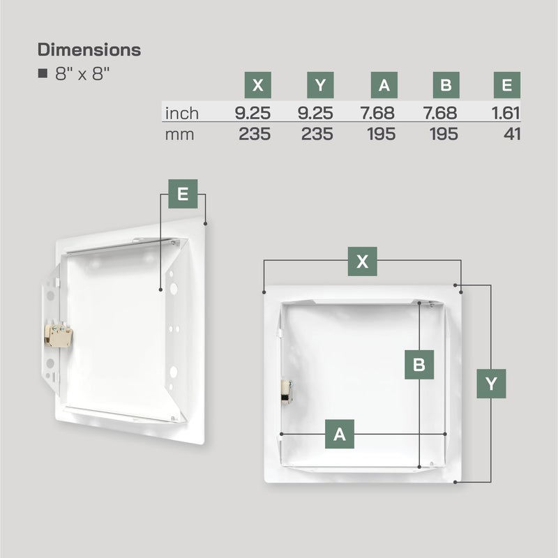 Vent Systems 8'' x 8'' Inch White Metal Access Panel with Click Function - Easy Access Doors - Access Panel for Drywall Wall Ceiling - Electrical Plumbing Service Door - Crawl Space Doors - Image 2